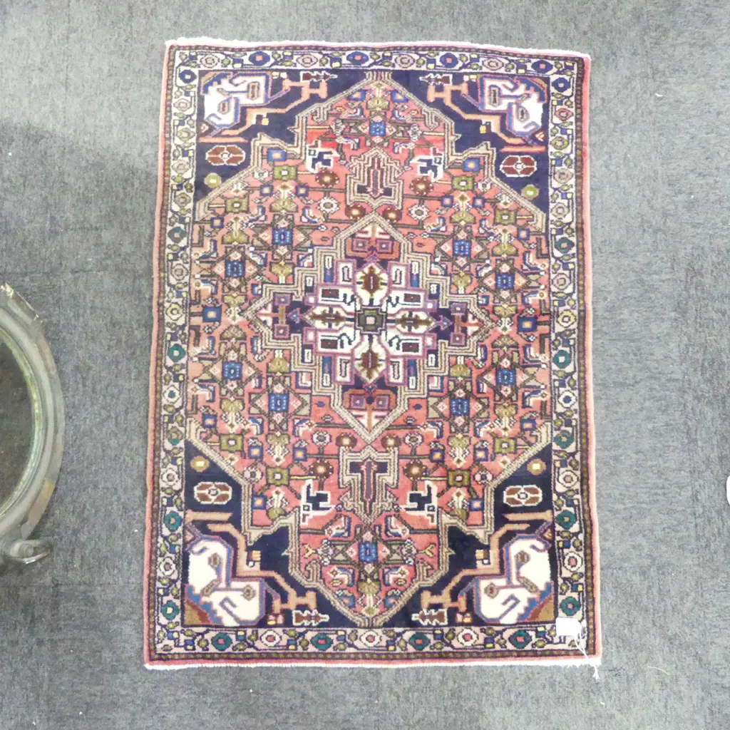 SMALL HAND KNOTTED WOOL PILE RUG 1000x720mm Image 1++
