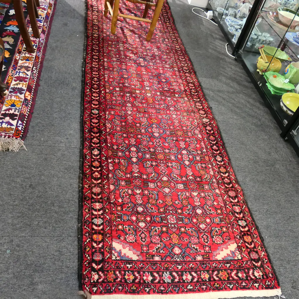 HAND KNOTTED WOOL PILE RED RUNNER 4000x840mm Image 1++