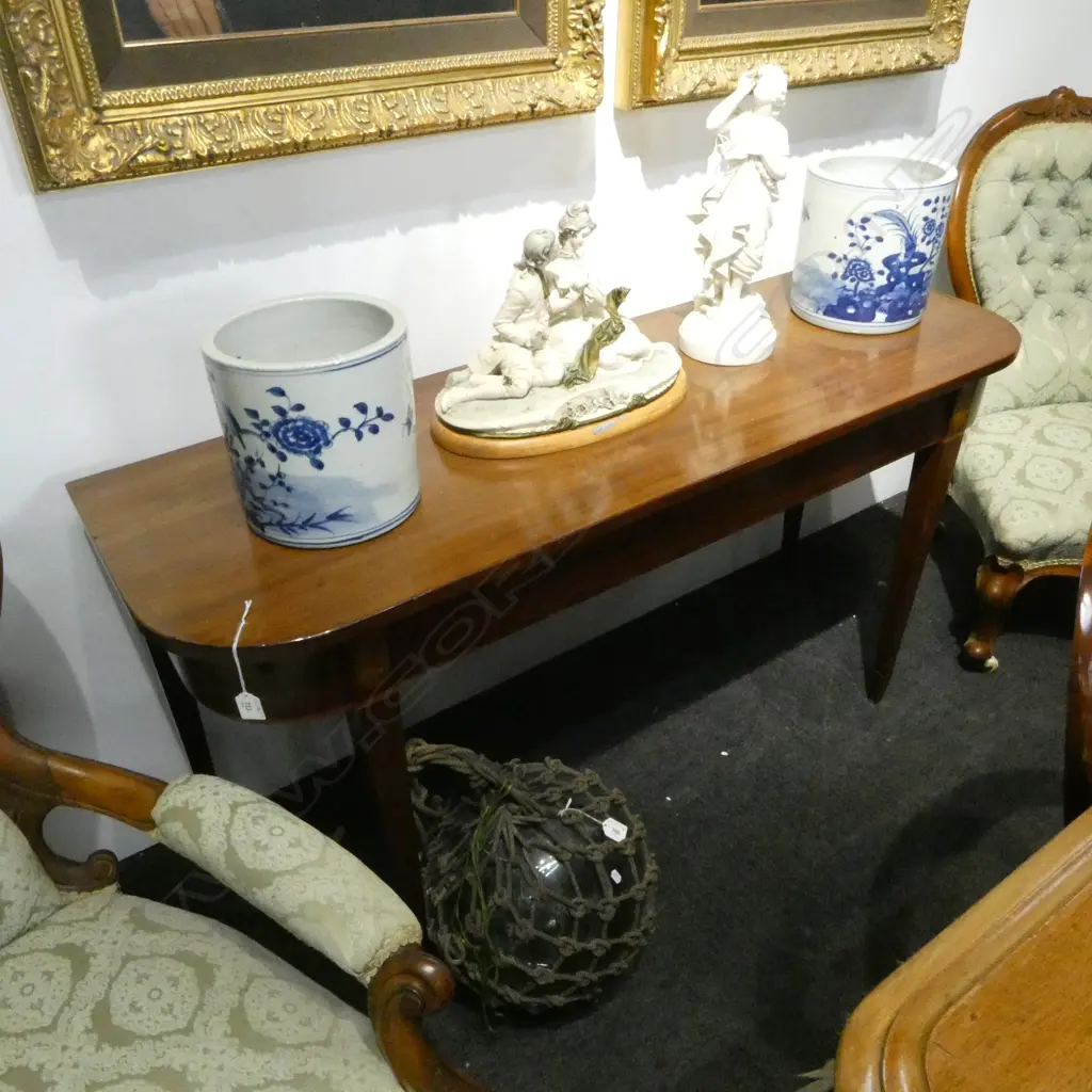 SHERATON REVIVAL INLAID MAHOGANY HALL TABLE 1370x450x715mm Image 1++