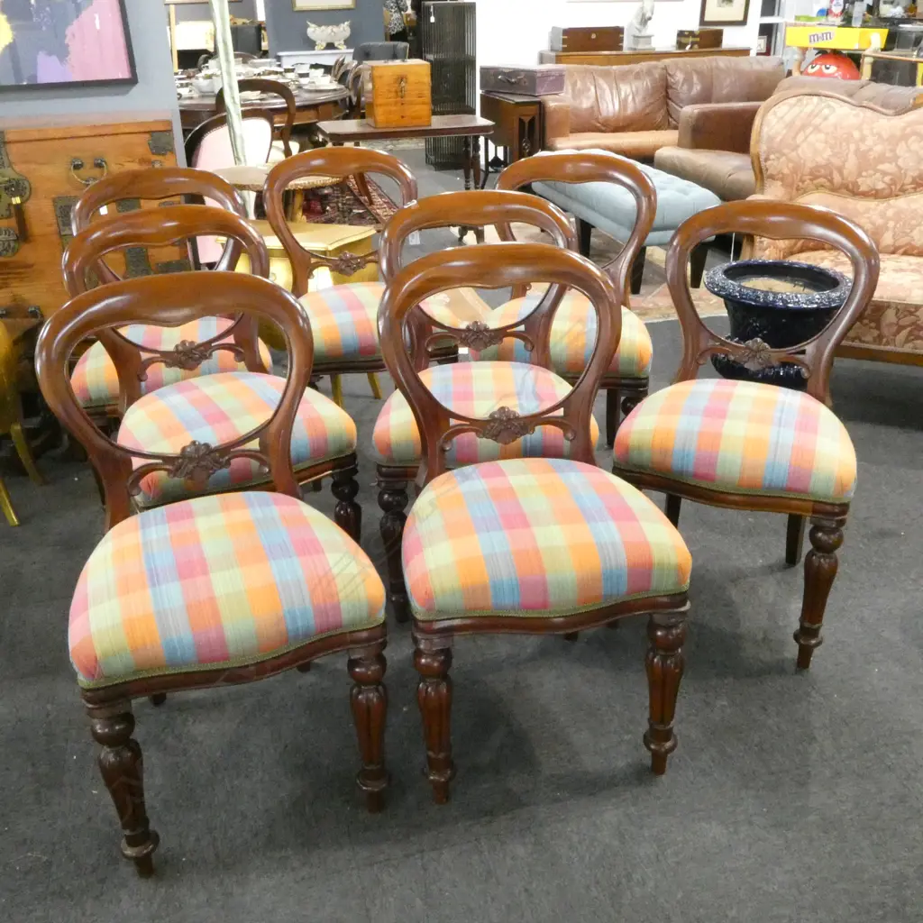 8 MAHOGANY BALLOON BACK CHAIRS Image 1++