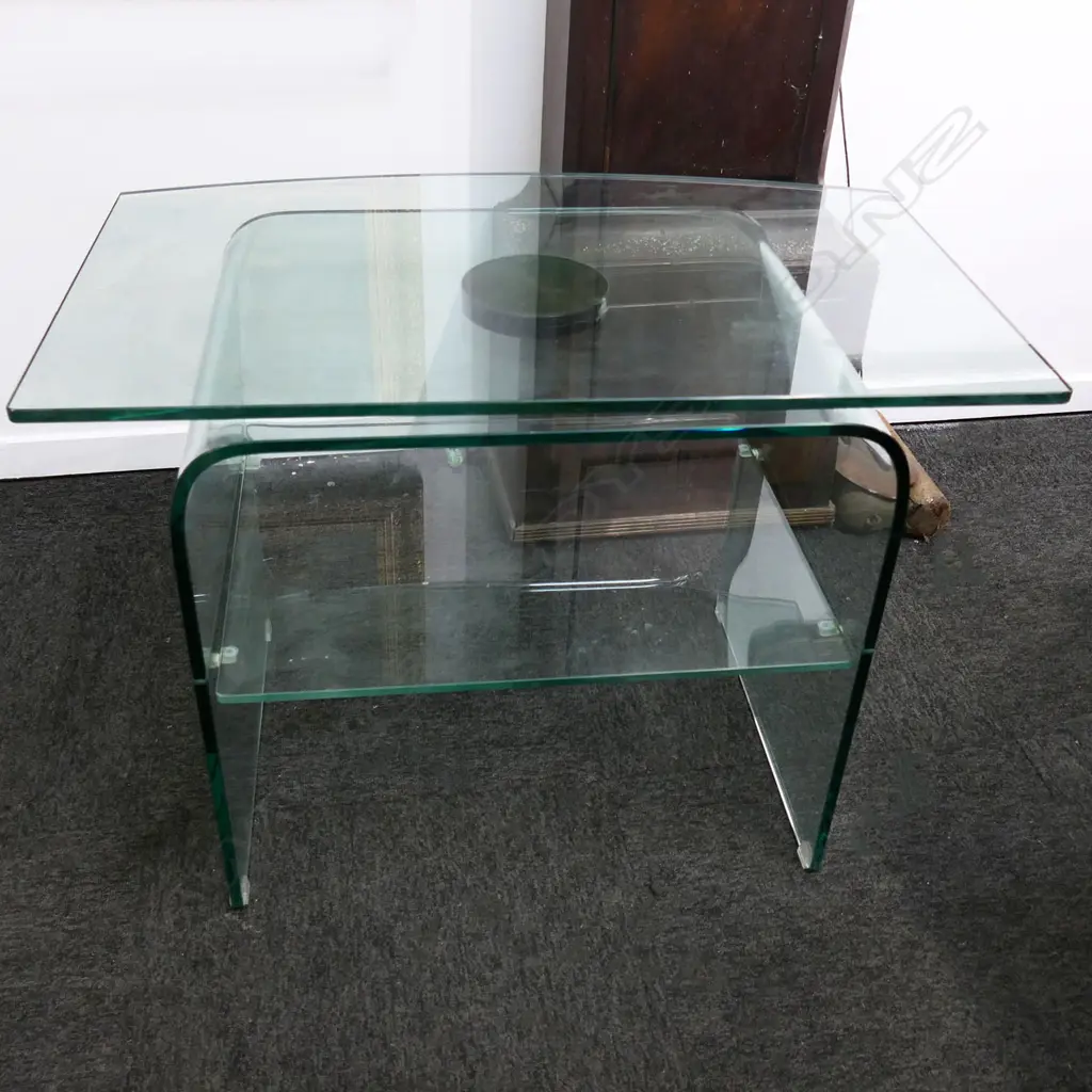 MODERN BENT GLASS SIDE TABLE 600x440x550mm Image 1++