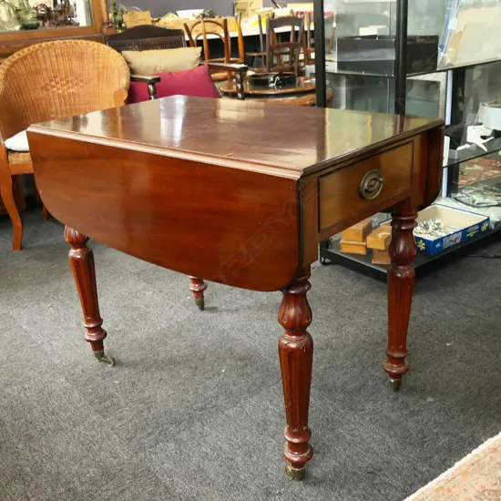 MAHOGANY DROP SIDE TABLE 900x540x740mm