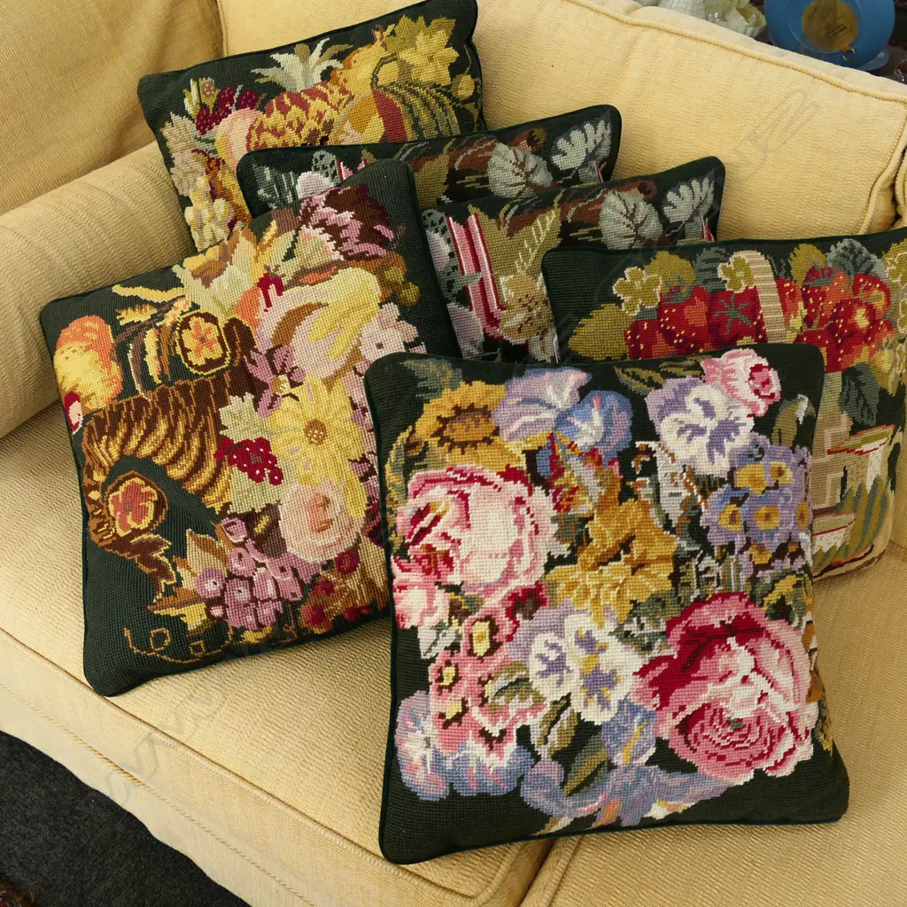 SET OF 6 NEEDLEWORK CUSHIONS Image 1++