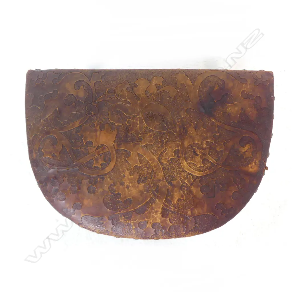 EMBOSSED LEATHER STOOL 410x280x365mm Image 1++