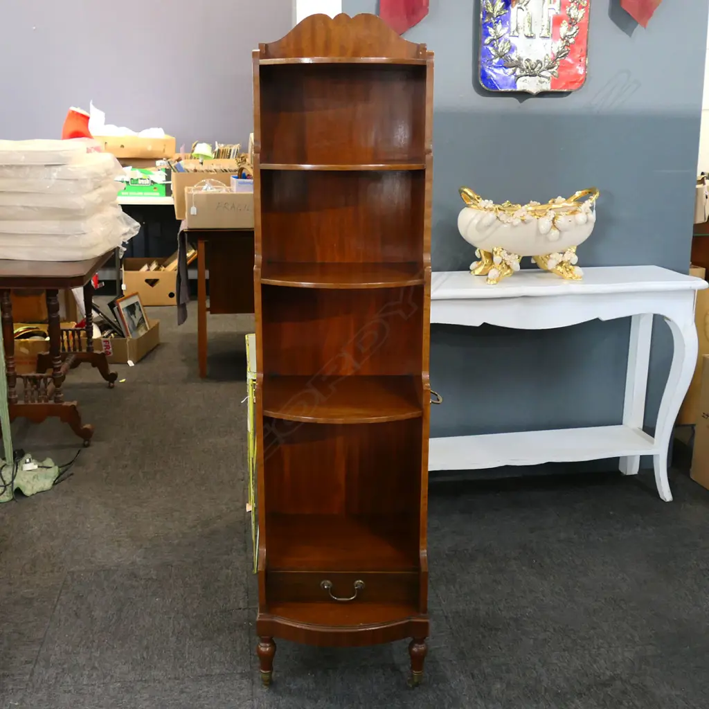 MAHOGANY CAMPAIGN-STYLE PORTABLE BOOKCASE, 375 x 315 x 1445mm Image 1++