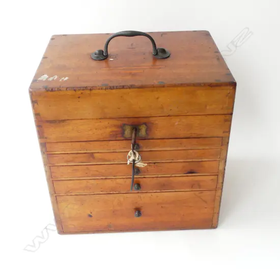 WOODEN DENTAL BOX WITH ASST TOOLS labelled The Glasgow Dental Depot Ltd...