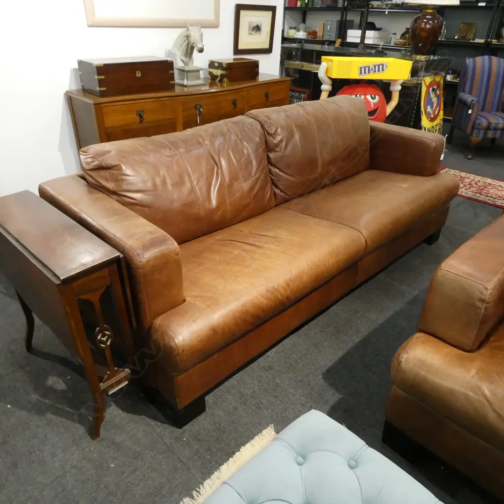 LEATHER SOFA 2150x900x850mm - fading Image 1++