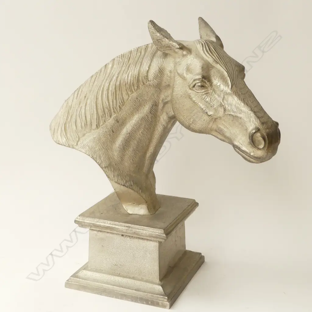 SILVER METAL HORSE BUST H385MM Image 1++