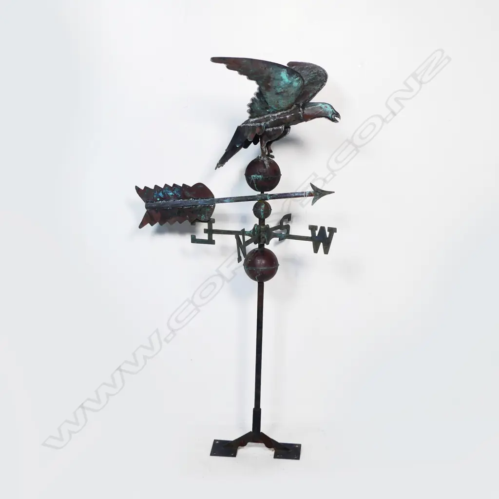 COPPER WEATHER VANE w. BIRD H.1250mm Image 1++