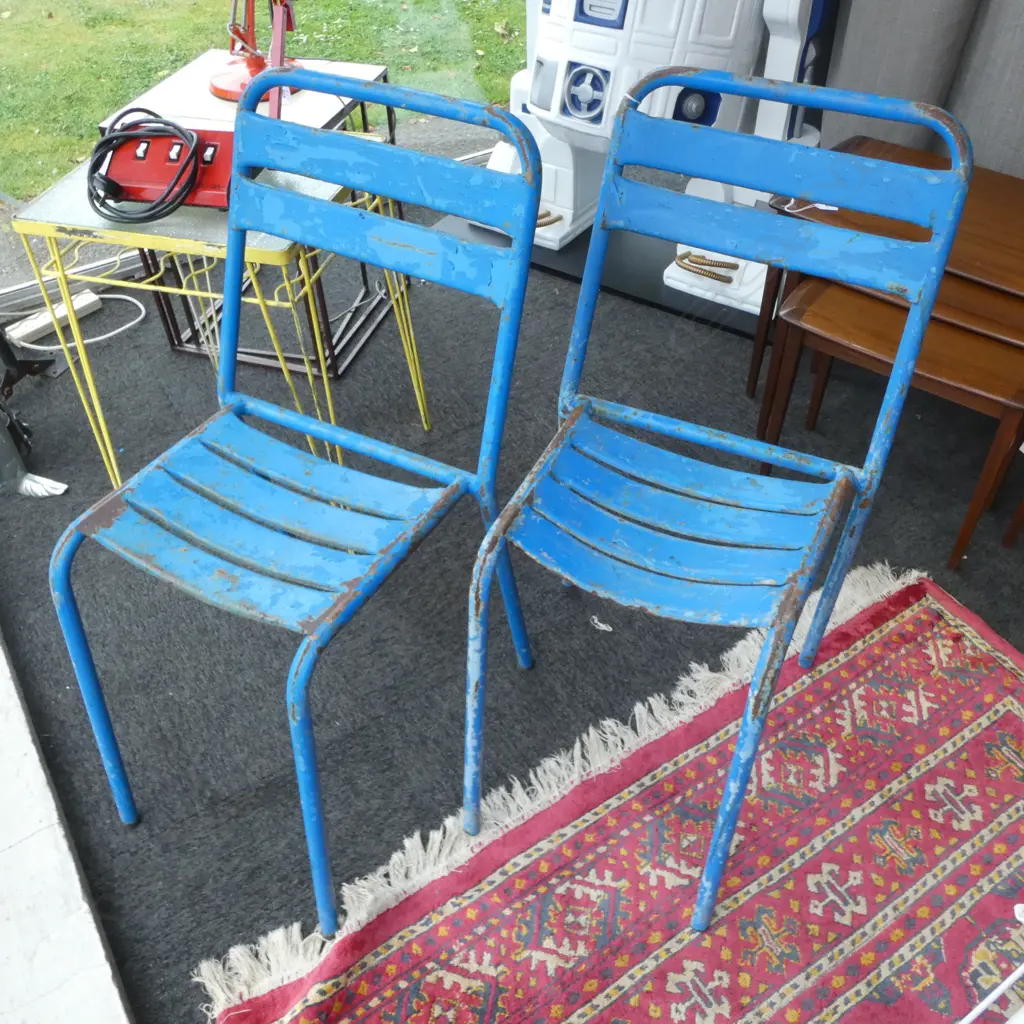 PR BLUE METAL CHAIRS, INDUSTRIAL STYLE Image 1++