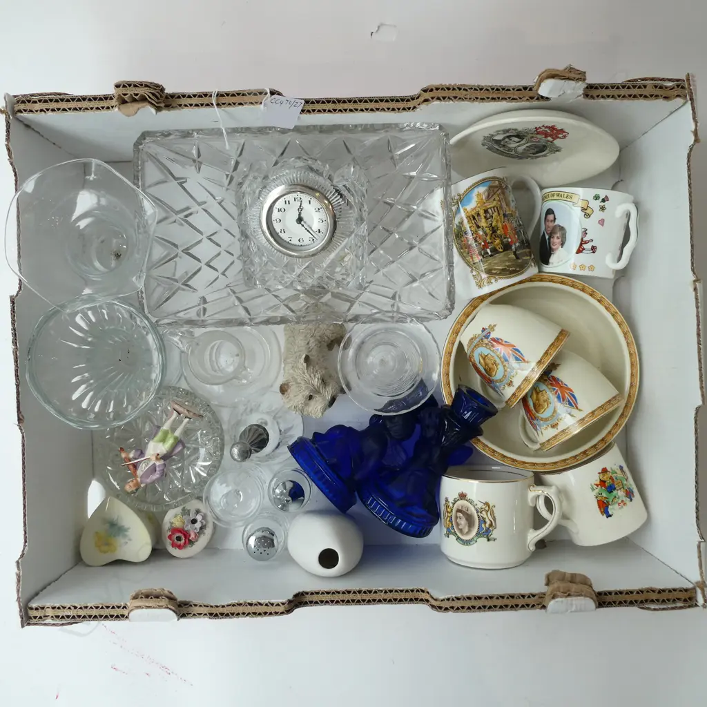 BOX ROYALTY CHINA, ORNAMENTS, CRYSTAL CLOCK  ETC Image 1++