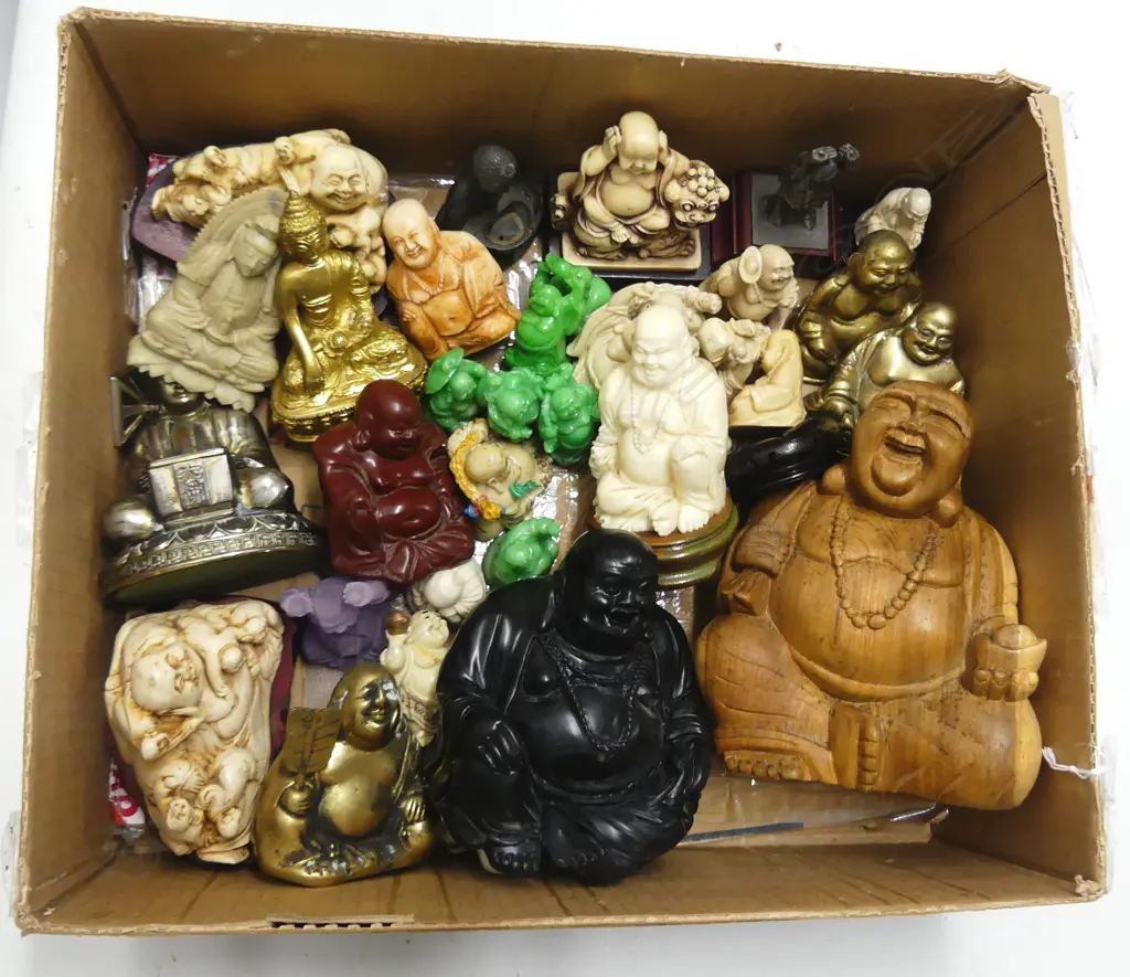 COLLECTION OF OVER 30 SMALL BUDDHA & HOTEI  TALLEST 170MM Image 1++