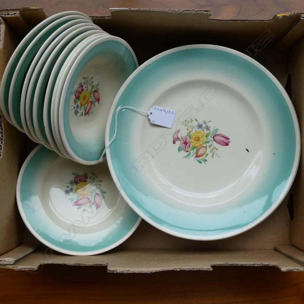 16PC SUSIE COOPER SWANSEA SPRAY 5 DINNER PLATES, 9 DESSERT BOWLS ETC Image 1++