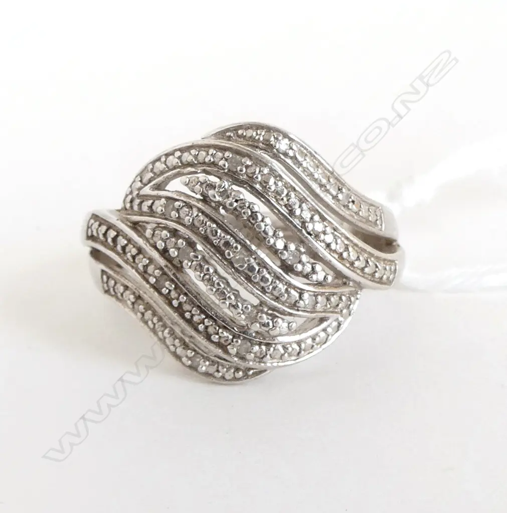 STG SILVER & SML DIAMOND? DRESS RING 5.4grms SIZE N Image 1++