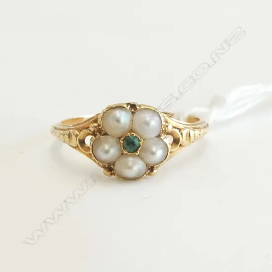 ANTIQUE 18ct GOLD & PEARL RING 2.3grms SIZE P