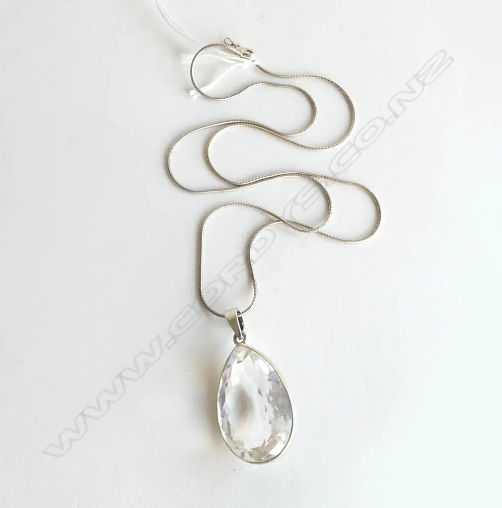 STG SILVER ROCK CRYSTAL NECKLACE L.340mm Image 1++