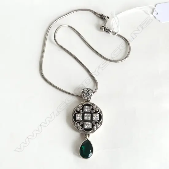 STG SILVER COSTUME STONE NECKLACE L.295mm