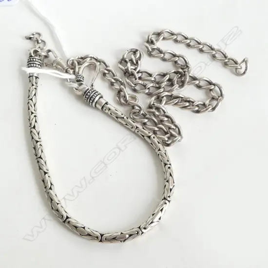 OLD SILVER FOB CHAIN + SILVER BRACELET