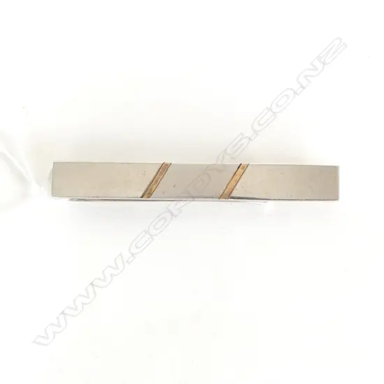 STG SILVER w. GOLD INLAY TIE CLIP L.70mm, 17.3grms