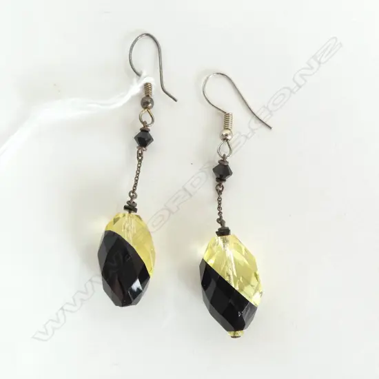 PR VINTAGE EURANUIM GLASS DROP EARRINGS L.60mm