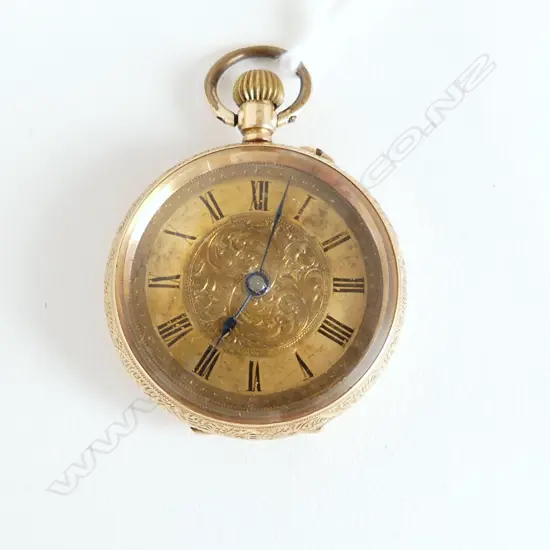 14ct YELLOW GOLD LADIES POCKET WATCH open face 21.68gms