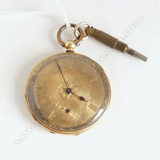 18ct GOLD GENT'S OPEN FACE POCKET WATCH 42gms key wind