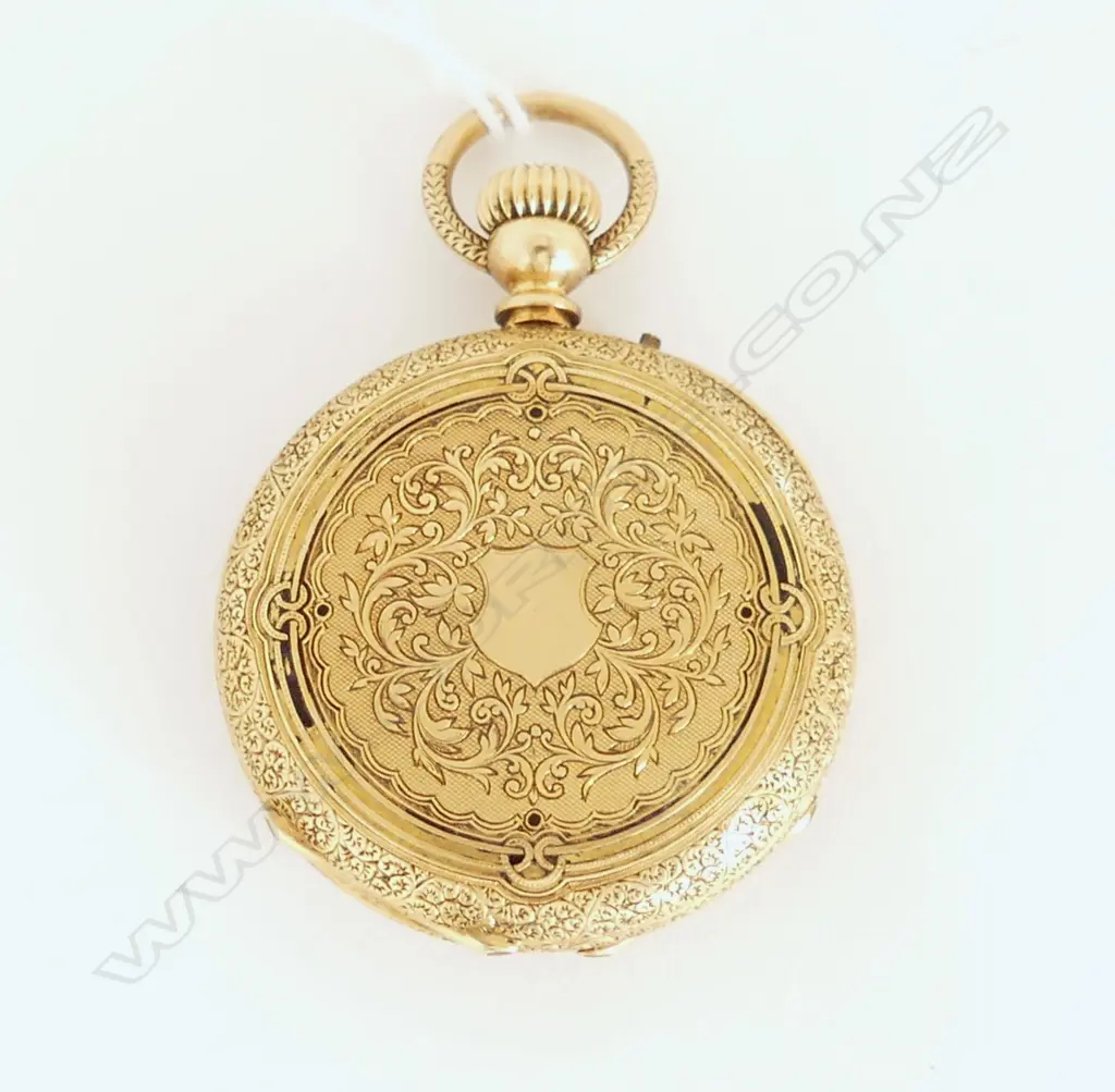 18ct YELLOW GOLD LADIES POCKET WATCH open face 35.5gms Image 1++