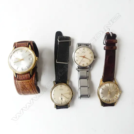 4 VINTAGE GENT'S WRISTWATCHES incls 2 Roamer + Certina + Avia-matic