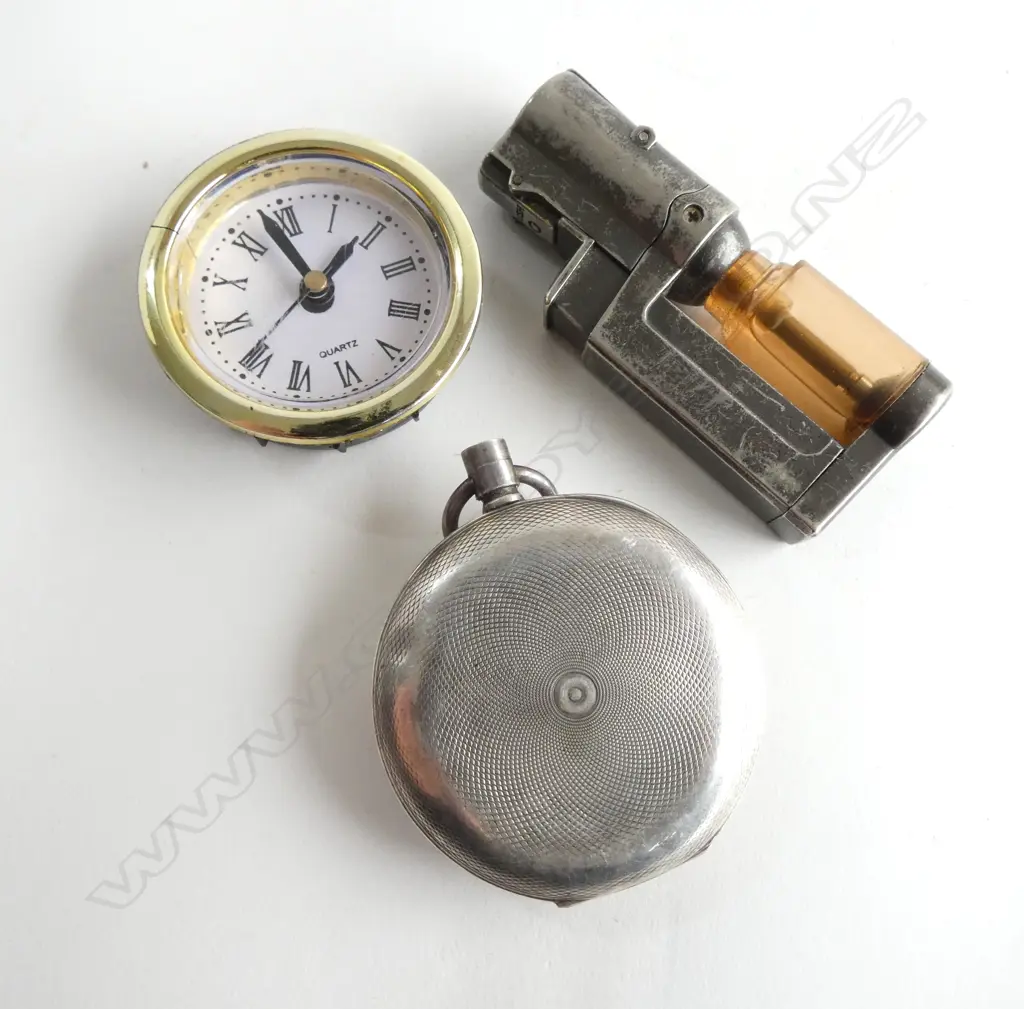 OMEGA STG SILVER POCKET WATCH 92grms, STEEL LIGHTER, AF, SMALL COSTUME WATCH  Image 1++
