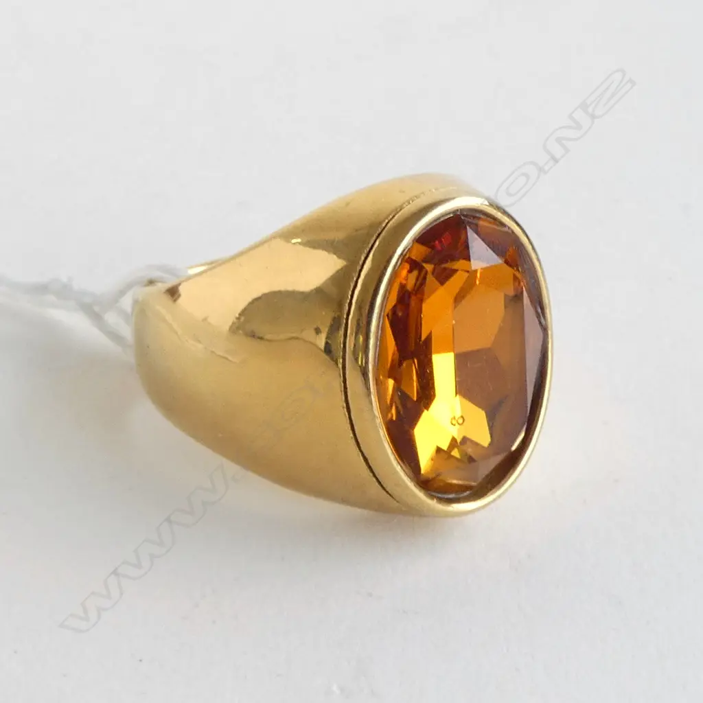 LARGE GOLD PLATED SIGNET RING SIZE U TO V Image 1++