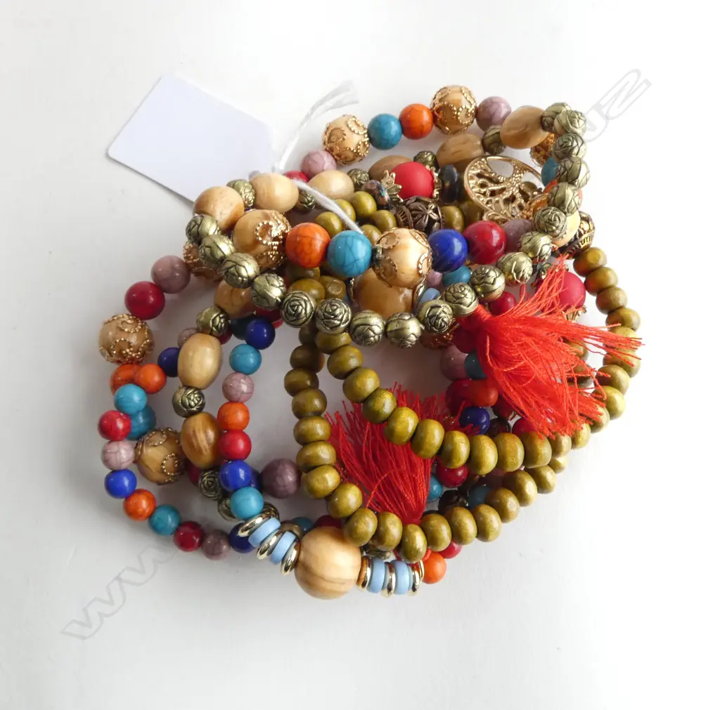 EIGHT BOHEMIAN BEAD BRACELETS, NEW Image 1++