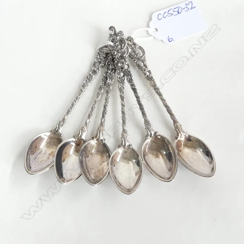 SET 6 NORWAY SILVER FANCY COFFEE SPOONS 47gms Image 1++