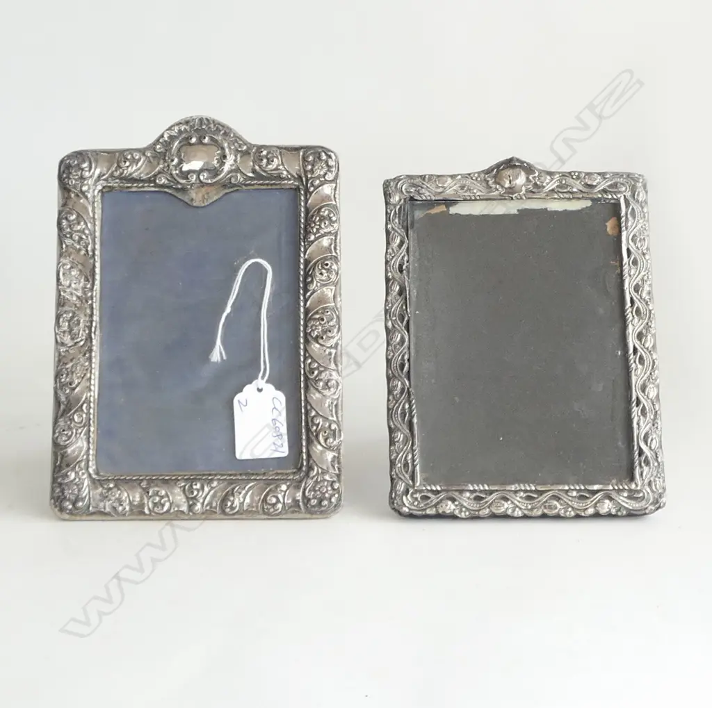 2 EDWARDIAN SILVER EMBOSSED PHOTO FRAMES some faults 180 x 135mm approx Image 1++