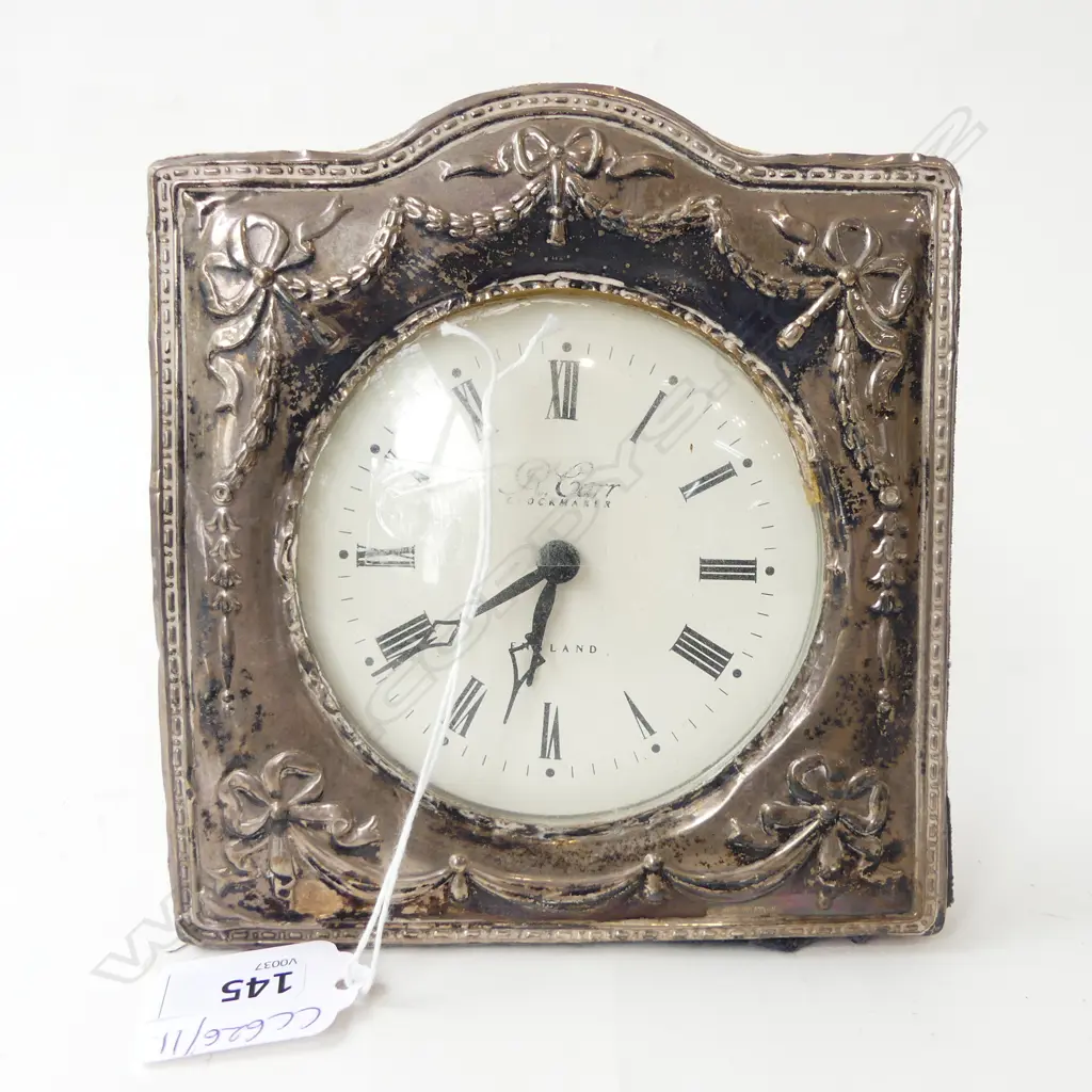 CLOCK w. STG SILVER FRAME, SHEFFIELD 2000 150x140mm FAULTS Image 1++
