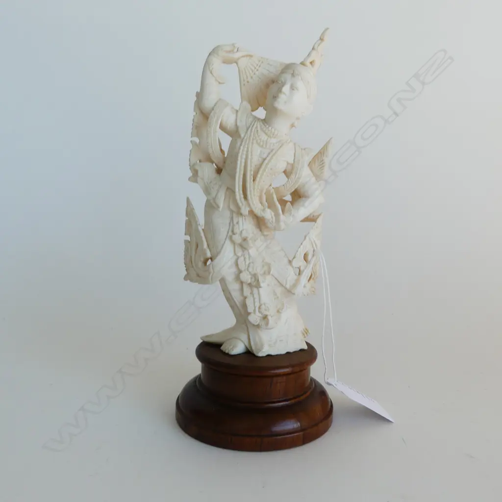 THAI IVORY DANCING FIGURINE ON STAND H190MM Image 1++