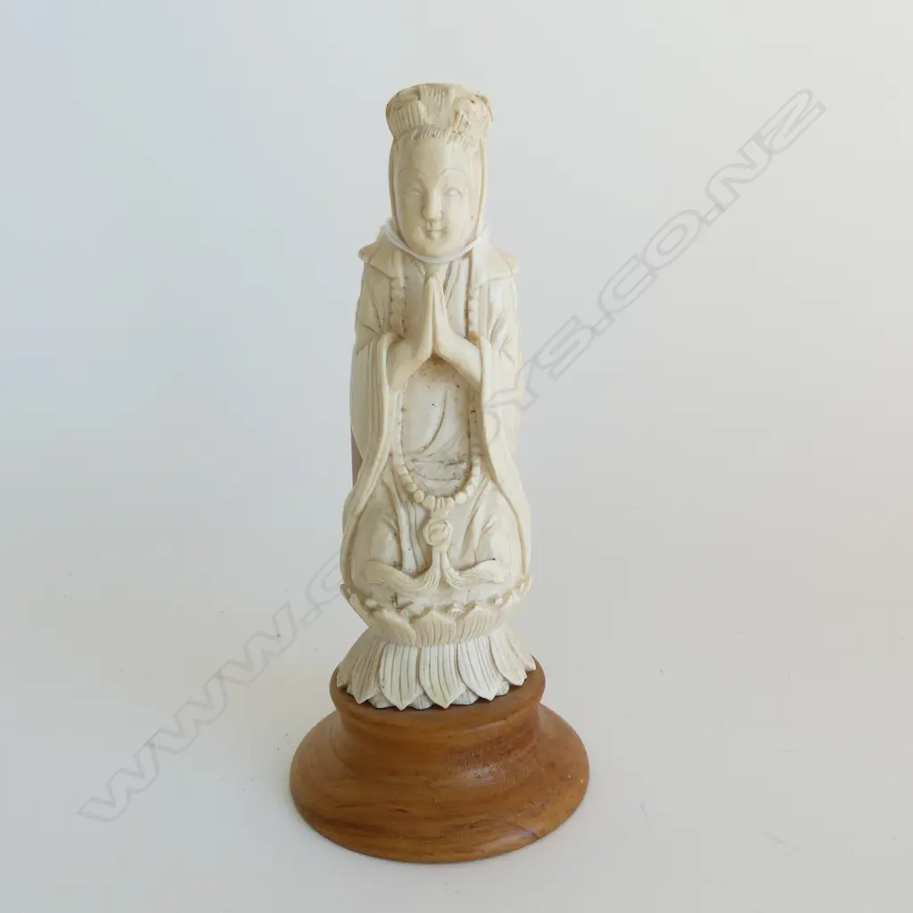 CARVED IVORY GODESS ON STAND H160MM Image 1++