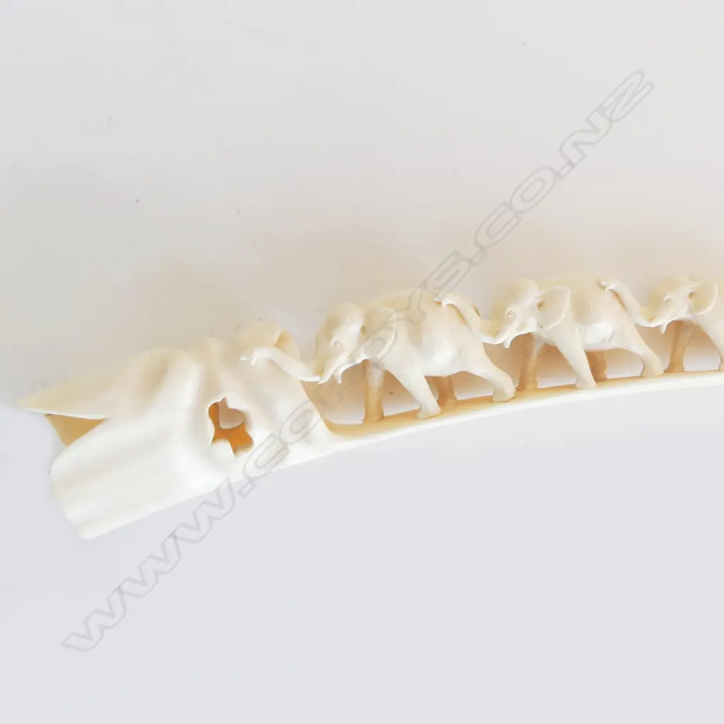 CARVED IVORY TUSK AS ELEPHANT BRIDGE L360MM Image 1++