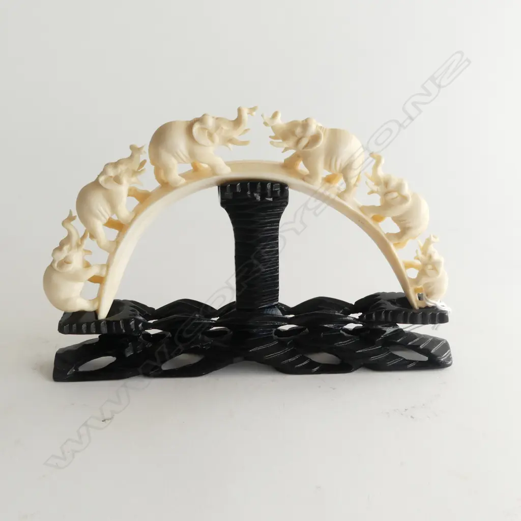 HIPPO IVORY ELEPHANT BRIDGE ON STAND L200MM Image 1++