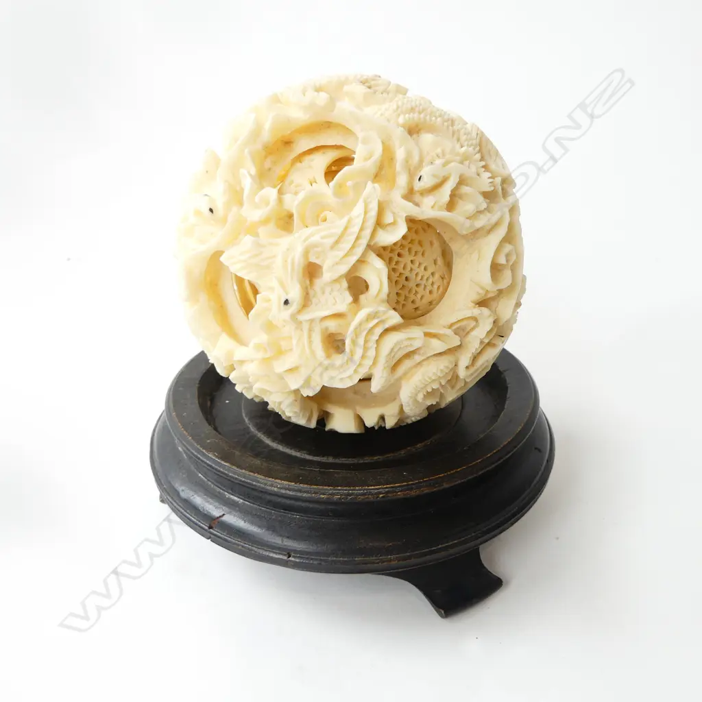 RESIN PUZZLE BALL 95mm dia ON STAND Image 1++