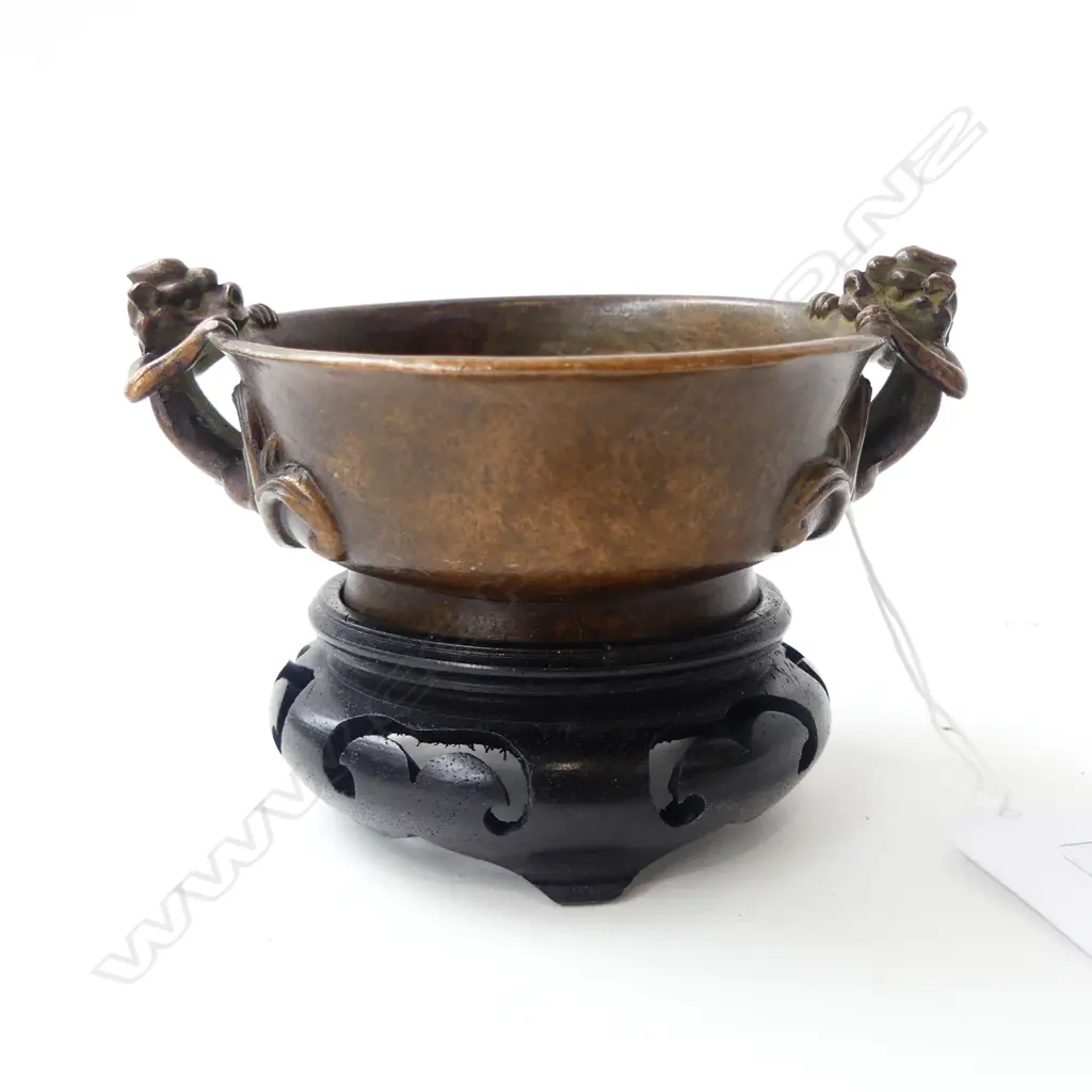 CHINESE BRONZED METAL INCENSE BURNER 85mm dia Image 1++