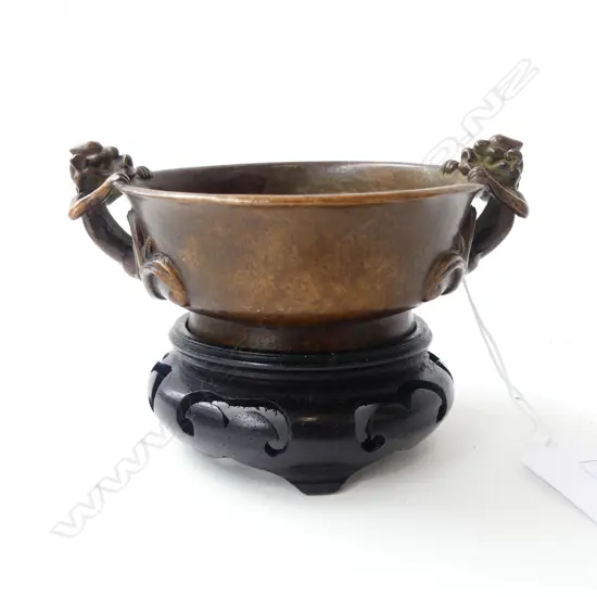CHINESE BRONZED METAL INCENSE BURNER 85mm dia