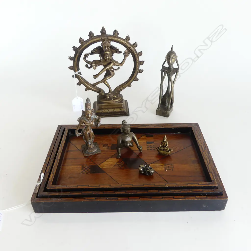 3 JAPANESE INLAID TRAYS L270MM & 6 EASTERN BRONZES  180MM TALLEST Image 1++