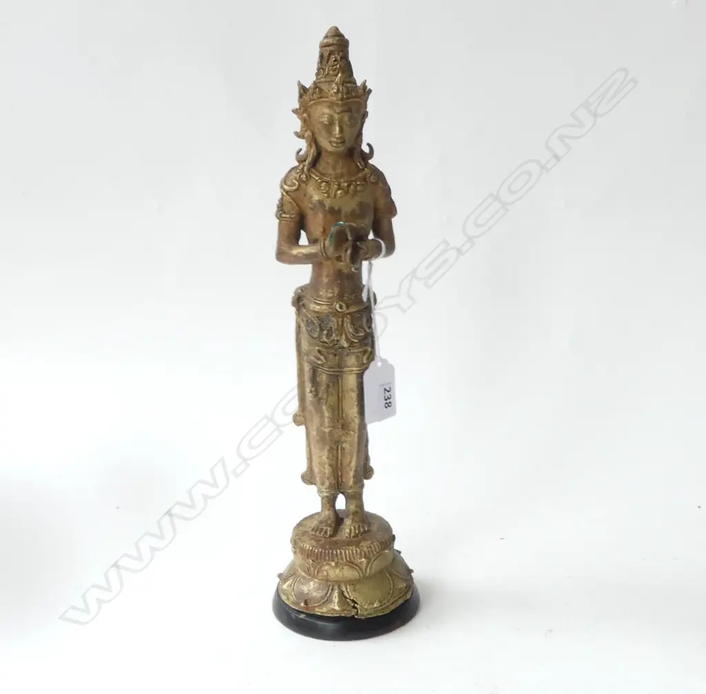 ANTIQUE CAST BRONZE THAI STANDING BUDDHA H320 Image 1++