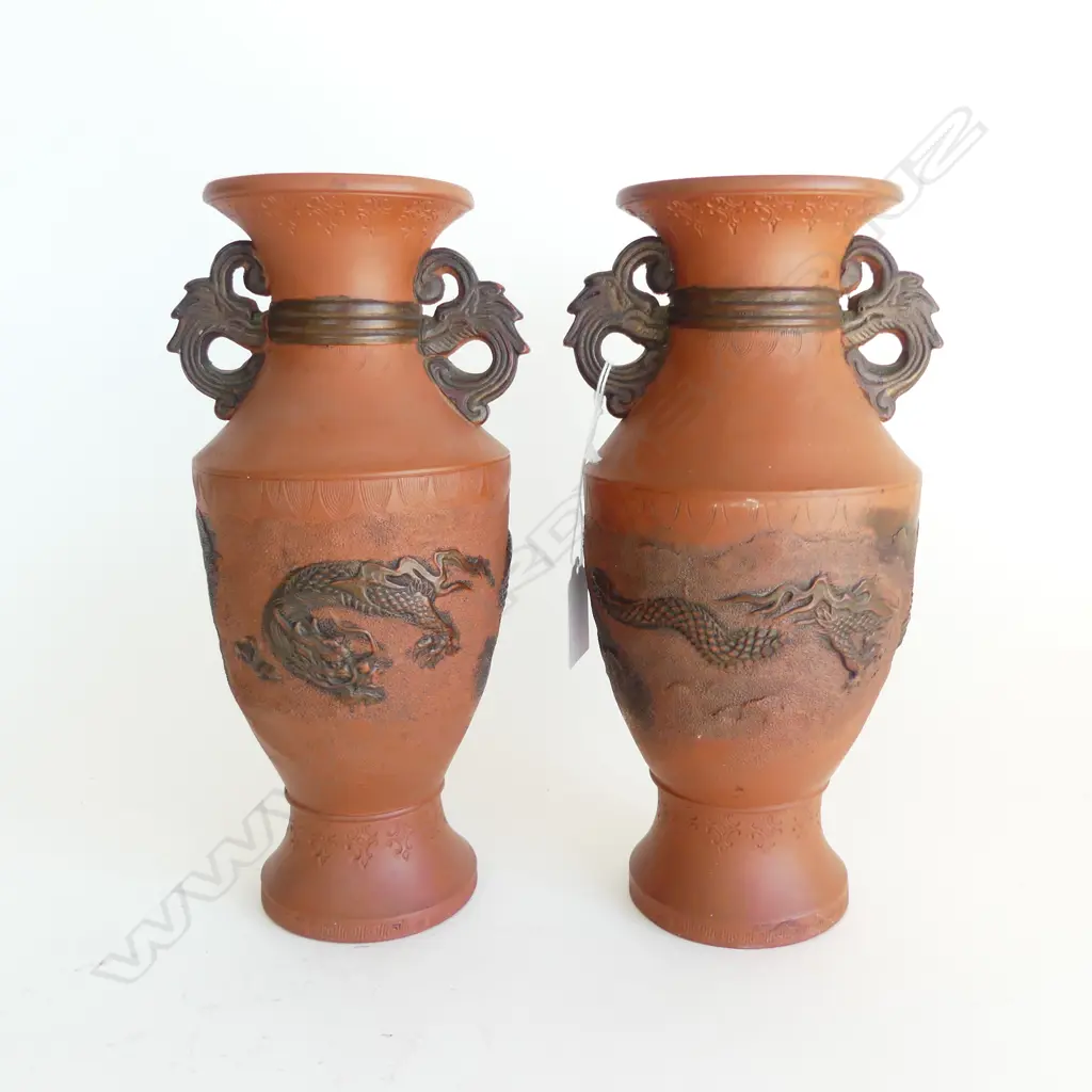 PR TERRACOTTA ORIENTAL VASES H240MM Image 1++