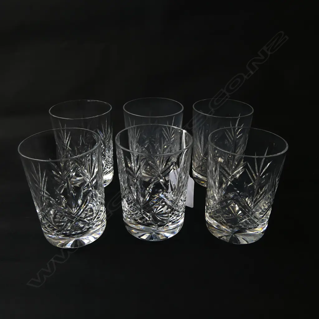 SET 6 VINTAGE THOMAS WEBB CRYSTAL WHISKY GLASSES etched mark Image 1++
