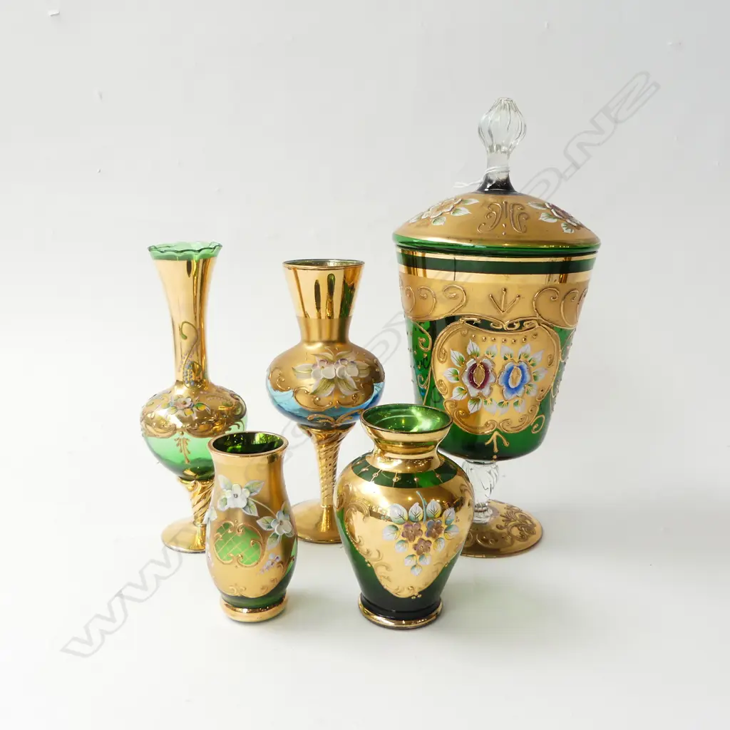 5 PCES MURANO GLASS INCL. LIDDED CONTAINER H.255mm Image 1++
