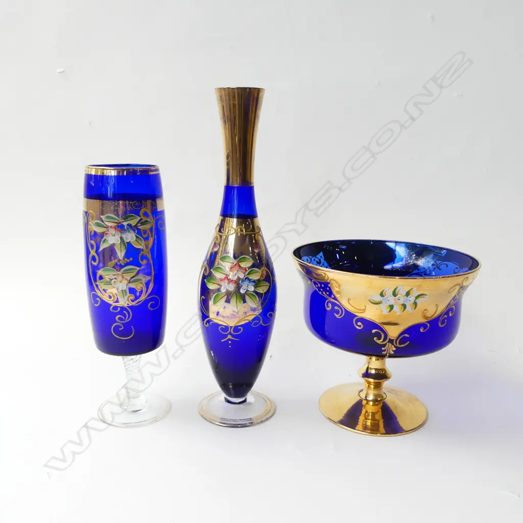 3 BLUE MURANO GLASS VASES H.325mm Image 1++