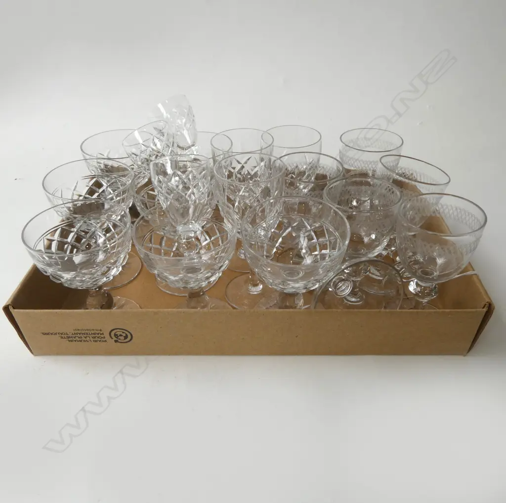 22 VARIOUS VINTAGE MAINLY CRYSTAL GLASSES: Stuart + Edinburgh + Leith ETC Image 1++