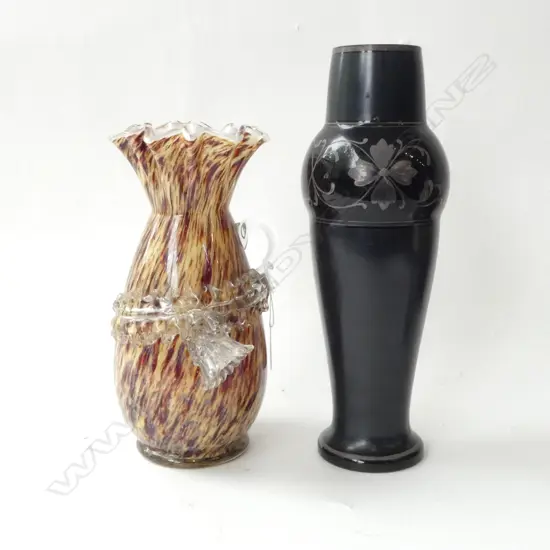 2 ANTIQUE GLASS VASES H.320mm