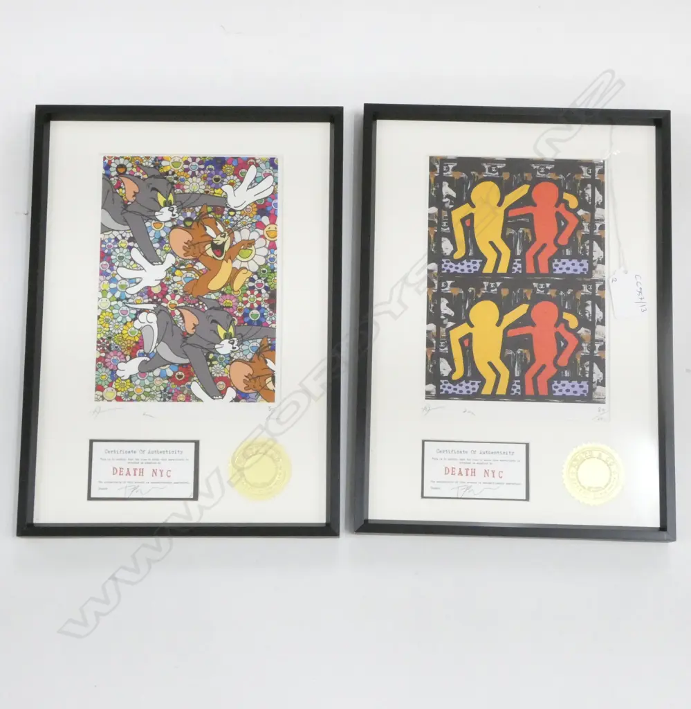 2 ART PRINTS; KEITH HARING & TAKASHI MURAKAMI 190x130mm Image 1++